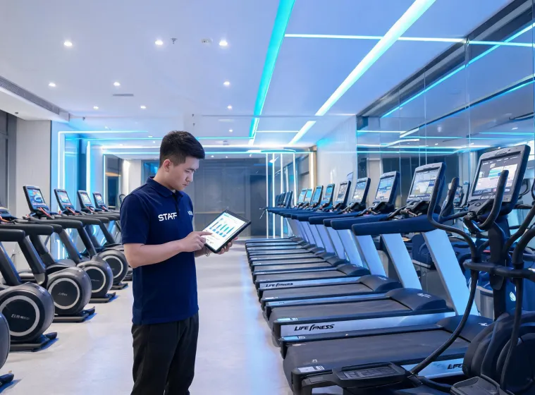 Commercial cardio line in a modern gym